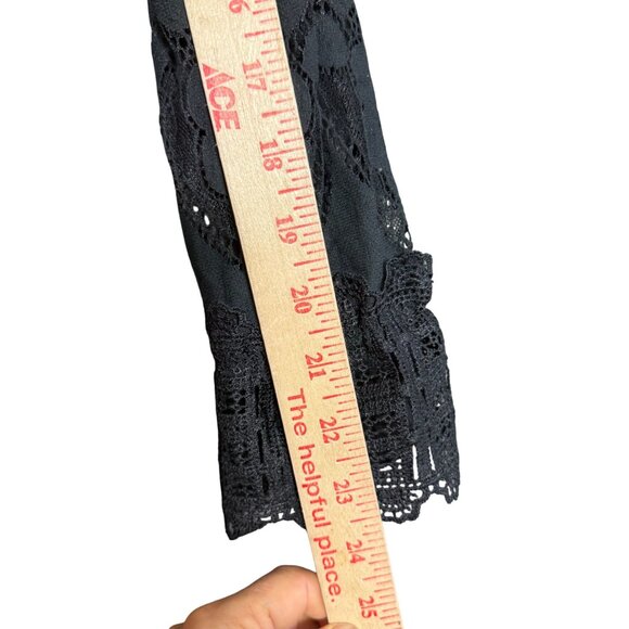 Guyueqiqin Floral Lace Mock Neck Blouse Top Women's Size Medium Black Party - Picture 6 of 8